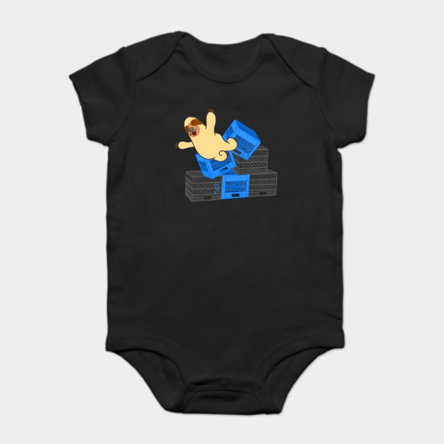 Funny Sloth Falling Milk Crate Challenge Baby Bodysuit by belownormal